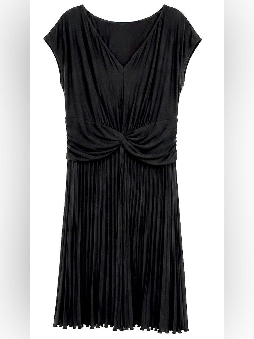 Jessica Howard Black Twist-Front Pleated Midi Dress